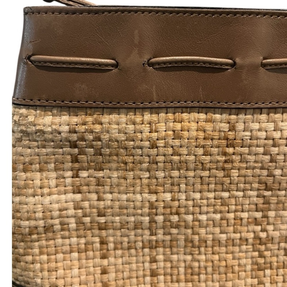 Vintage Etienne Aigner Brown Leather and Straw Raffia Clutch Hand Bag - Picture 10 of 12